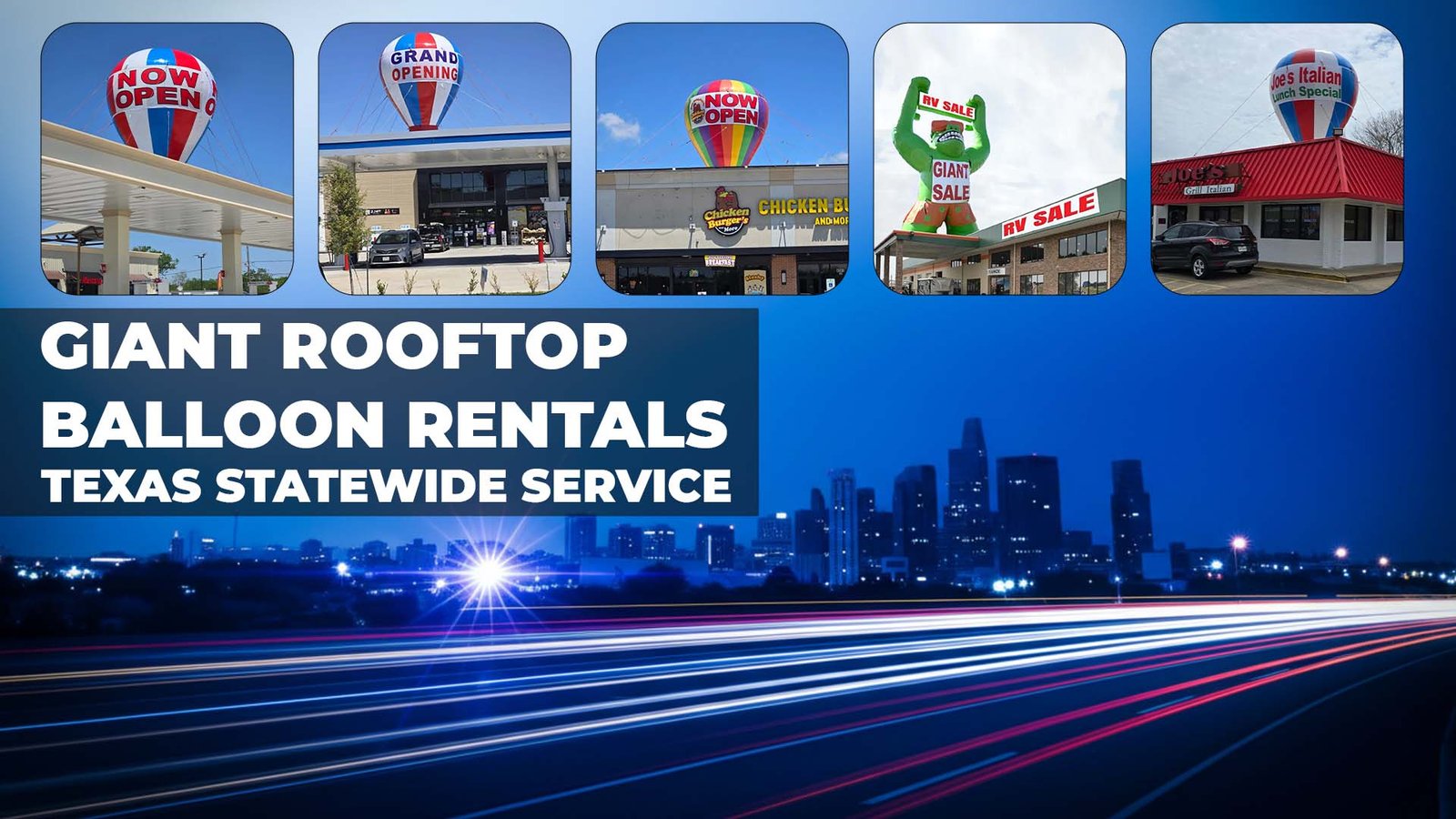 Giant Advertising Rooftop Balloons Rental Services in Texas