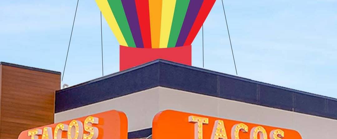 22ft Tacos & Burritos rooftop advertising balloon