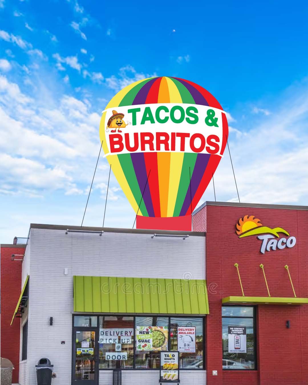 22ft Tacos & Burritos rooftop advertising balloon