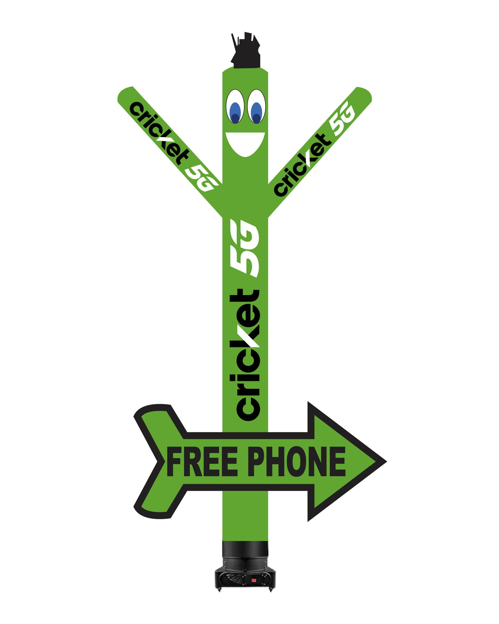20Ft Cricket 5G Air Dancer - Cricket 5G - with Arrow Sign 20FT Cricket 5G Air Dancer with Arrow Sign