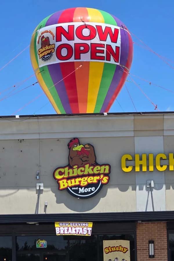 San Antonio advertising balloon rental - rooftop inflatable now open balloon