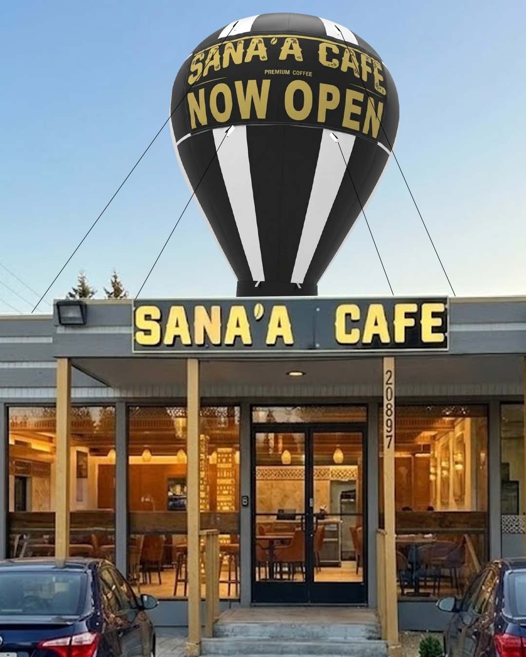 22ft Sana’a Cafe rooftop inflatable balloon