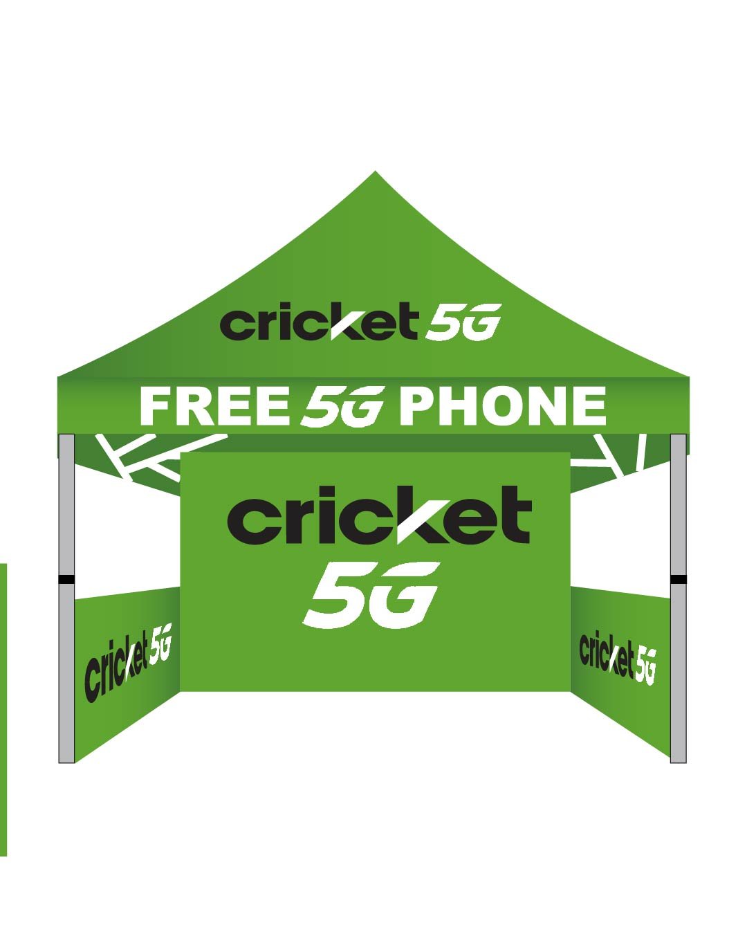 10Ft × 10Ft Cricket 5G Pop Up Advertising Canopy Tent