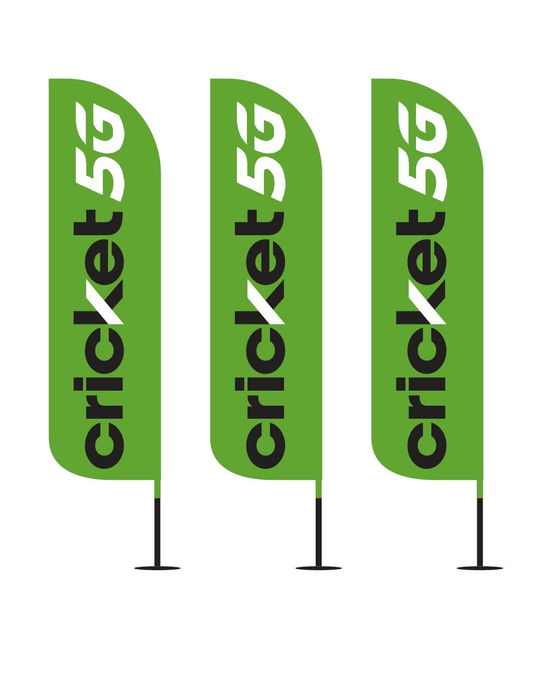 12 Ft Cricket 5G Advertising Flags Pack of 3 12FT Cricket 5G feather flags pack of 3
