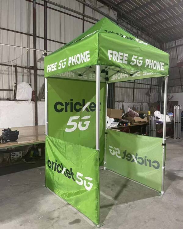 5Ft × 5Ft Cricket 5G Pop Up Advertising Canopy Tent – “FREE 5G PHONE” Promo Booth with Back Wall + Half Side Panels (Complete Set) - Image 2