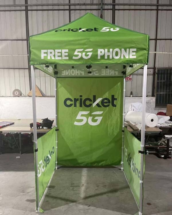 5Ft × 5Ft Cricket 5G Pop Up Advertising Canopy Tent – “FREE 5G PHONE” Promo Booth with Back Wall + Half Side Panels (Complete Set) - Image 3