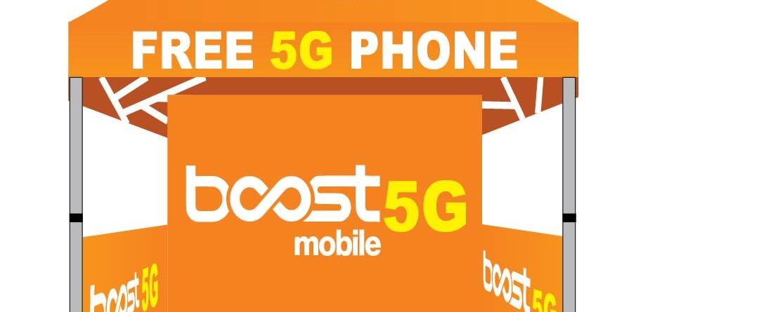 5x5 Boost Mobile pop up advertising canopy tent