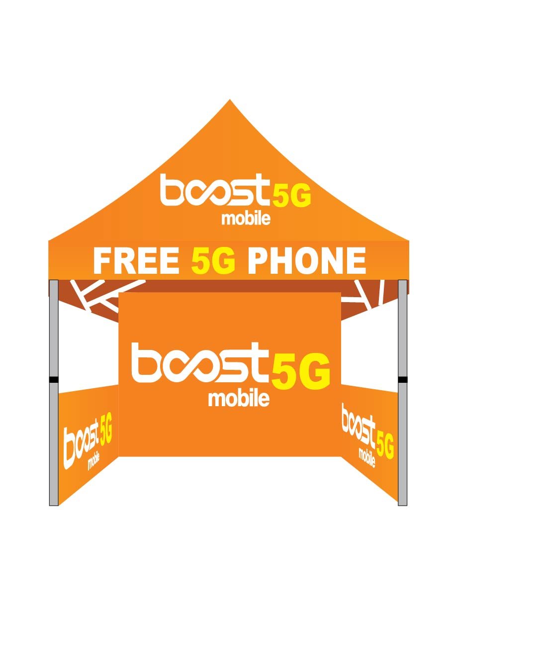 5x5Ft Boost Mobile Canopy Tent 5G Yellow (1) 5x5 Boost Mobile pop up advertising canopy tent