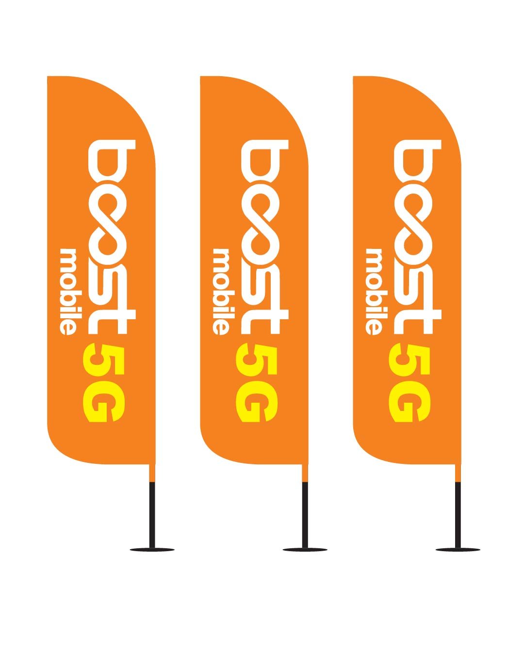 12FT Boost Mobile 5G feather flags pack of 3 yellow 5G