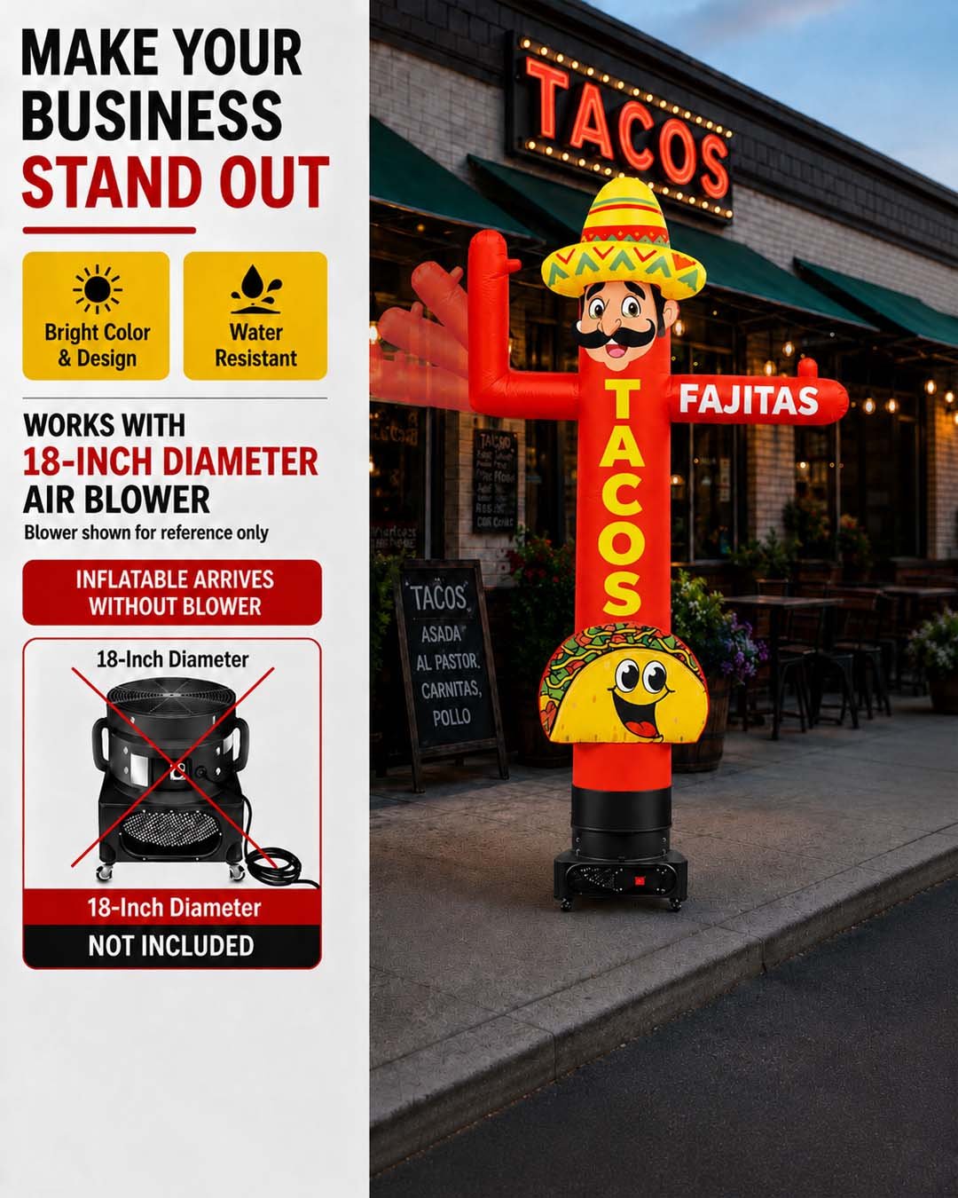 10ft Tacos & Fajitas Waving Man Inflatable