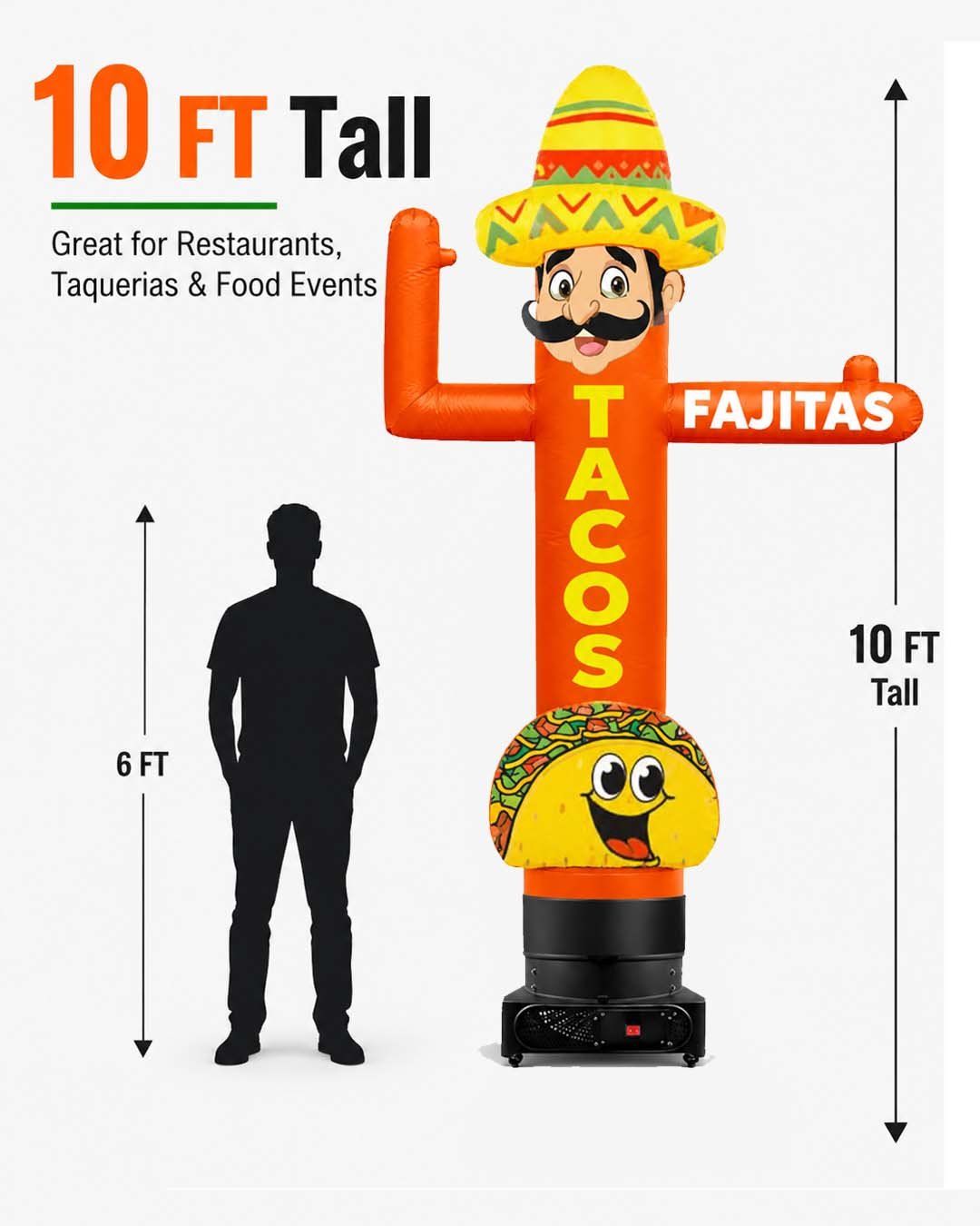 10ft Tacos & Fajitas Waving Man Inflatable