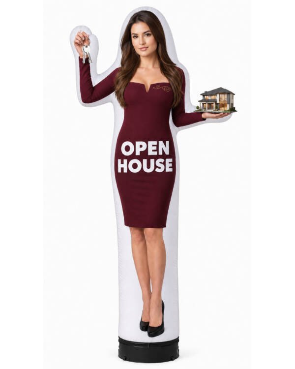 15Ft Female Character Inflatable Realtor Waver