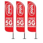 12FT Total Wireless FREE 5G PHONES feather flags pack of 3 red