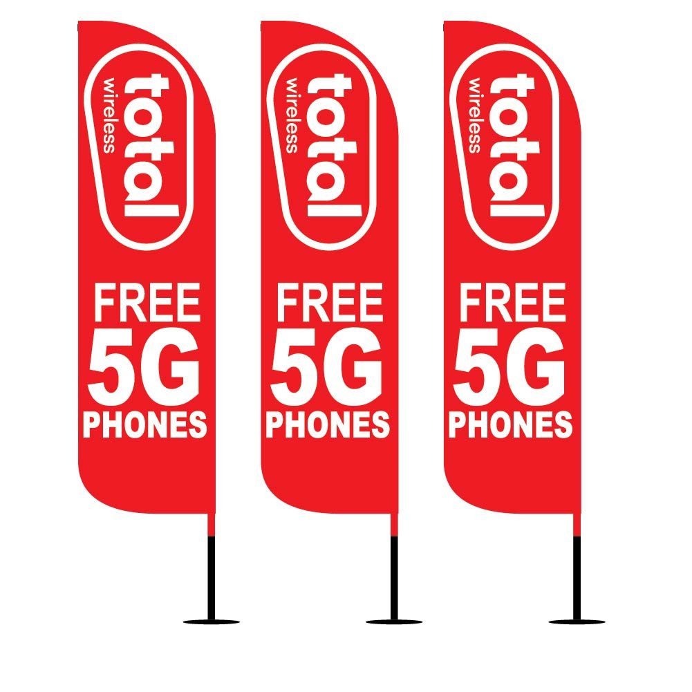 12Ft total wireless Feather Flag teal color-01-03 12FT Total Wireless FREE 5G PHONES feather flags pack of 3 red