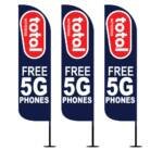 12FT Total Wireless FREE 5G PHONES feather flags pack of 3 dark blue