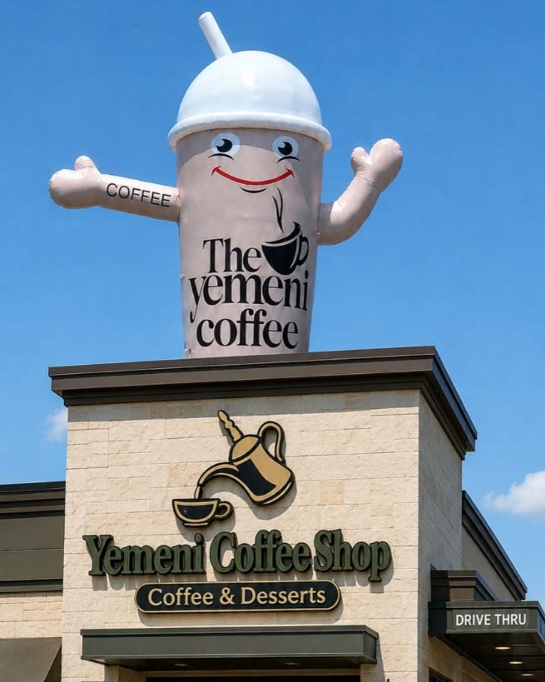 22-Ft-The-Yemeni-Coffee-advertising-Inflatable copy1 coffee cup rooftop inflatable, custom inflatable mascot, coffee shop advertising inflatable, giant rooftop inflatable, Yemeni coffee shop mascot