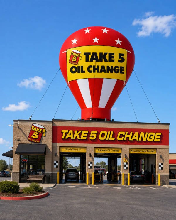 Buy 22ft Take 5 Oil Change Giant Rooftop Advertising Balloon | Buy or Rent for High-Visibility Auto Service Promotions
