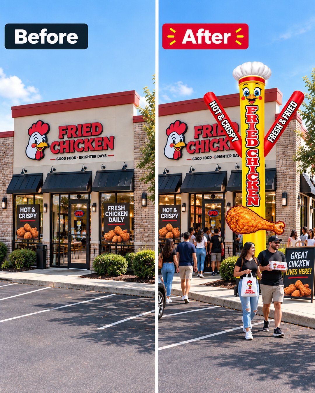 20FT Fried Chicken Inflatable Air Dancer
