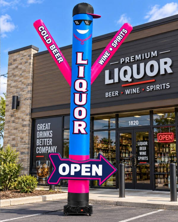 20FT Liquor Store Air Dancer with OPEN Arrow