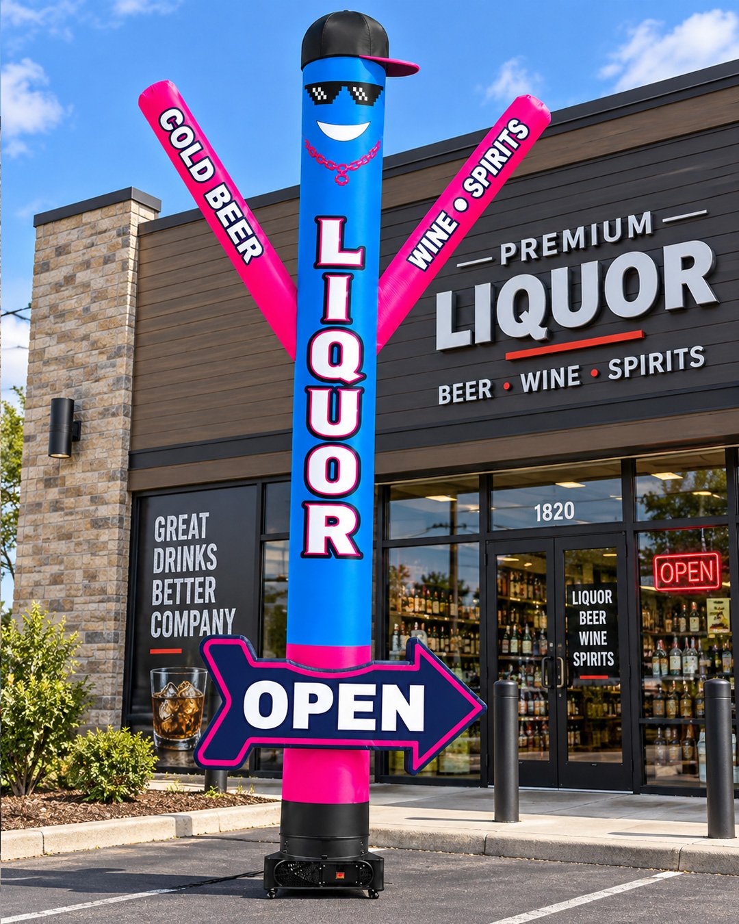20FT Liquor Store Air Dancer with OPEN Arrow