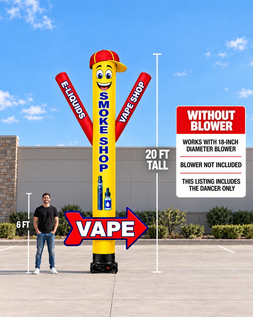 20FT Smoke Shop Vape Air Inflatable Dancer with Arrow