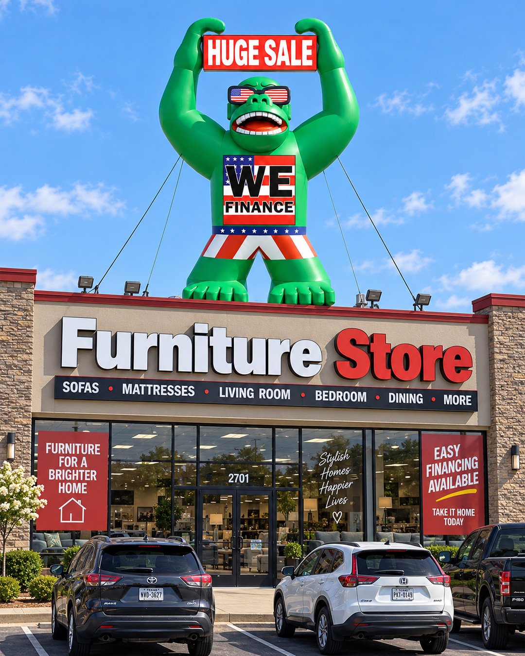 22ft giant gorilla rooftop advertising inflatable