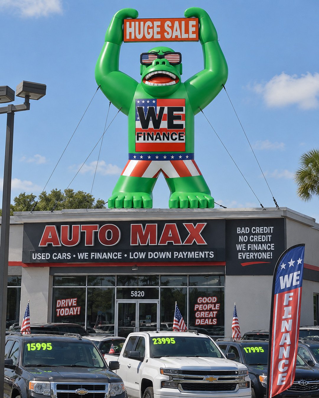 22ft giant gorilla rooftop advertising inflatable
