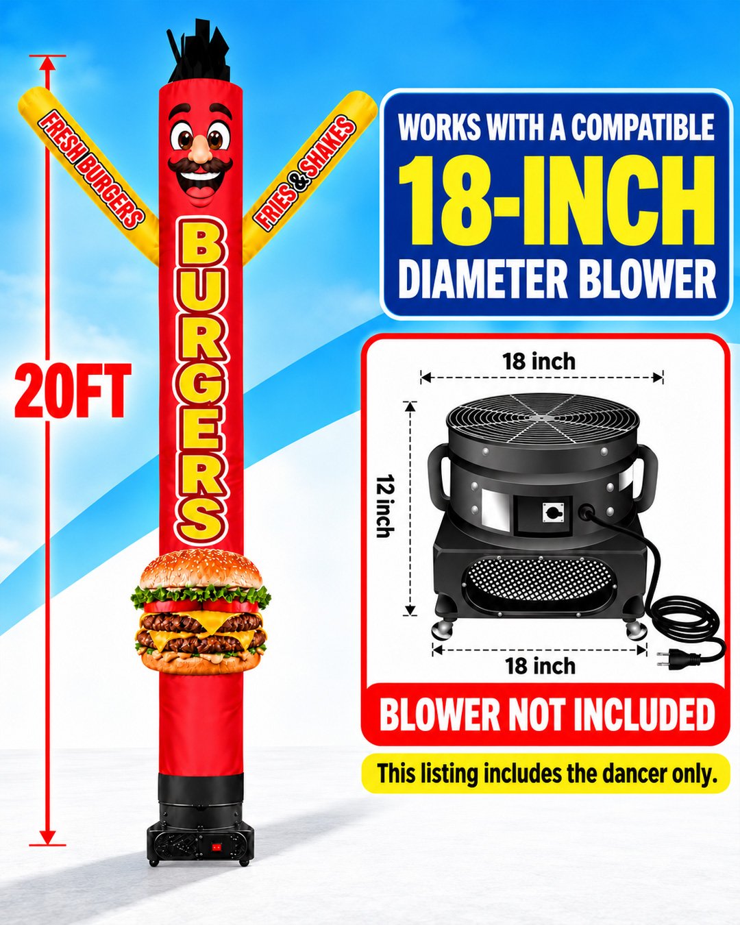 20FT Burgers Air Dancer
