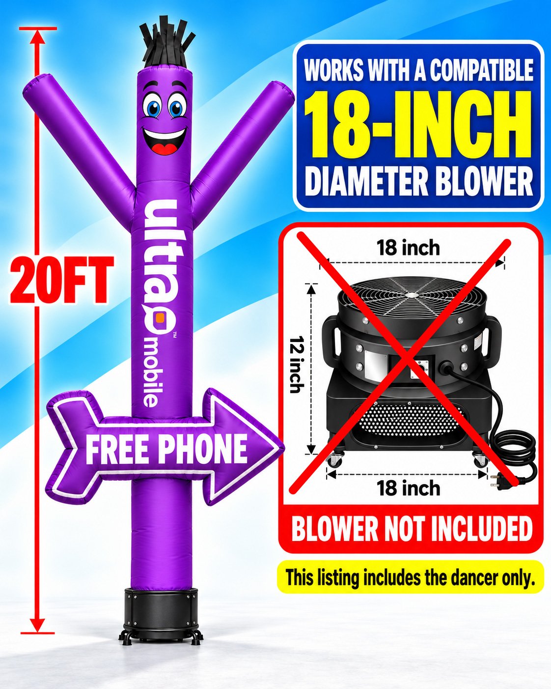 20FT Ultra Mobile FREE PHONE Air Dancer