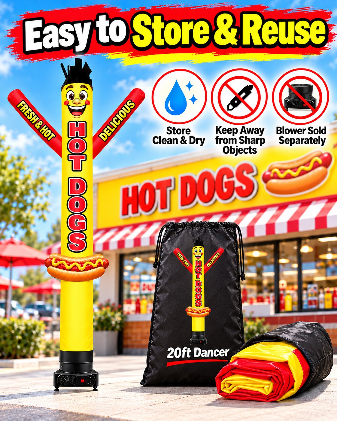 20FT Hot Dogs Air Dancer