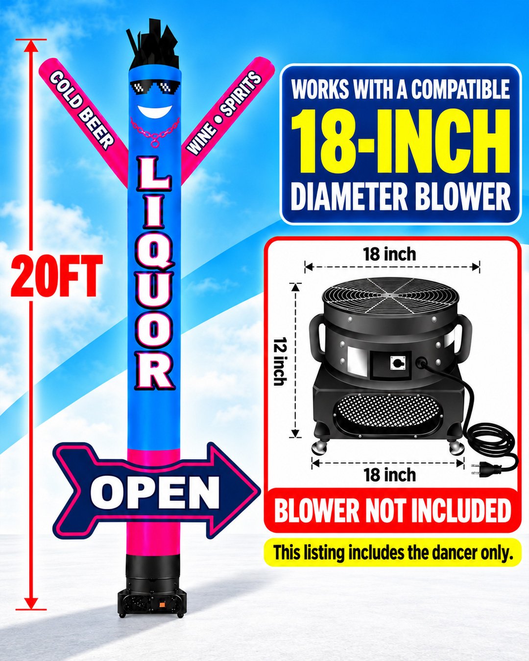 20FT Liquor Store OPEN Arrow Inflatable
