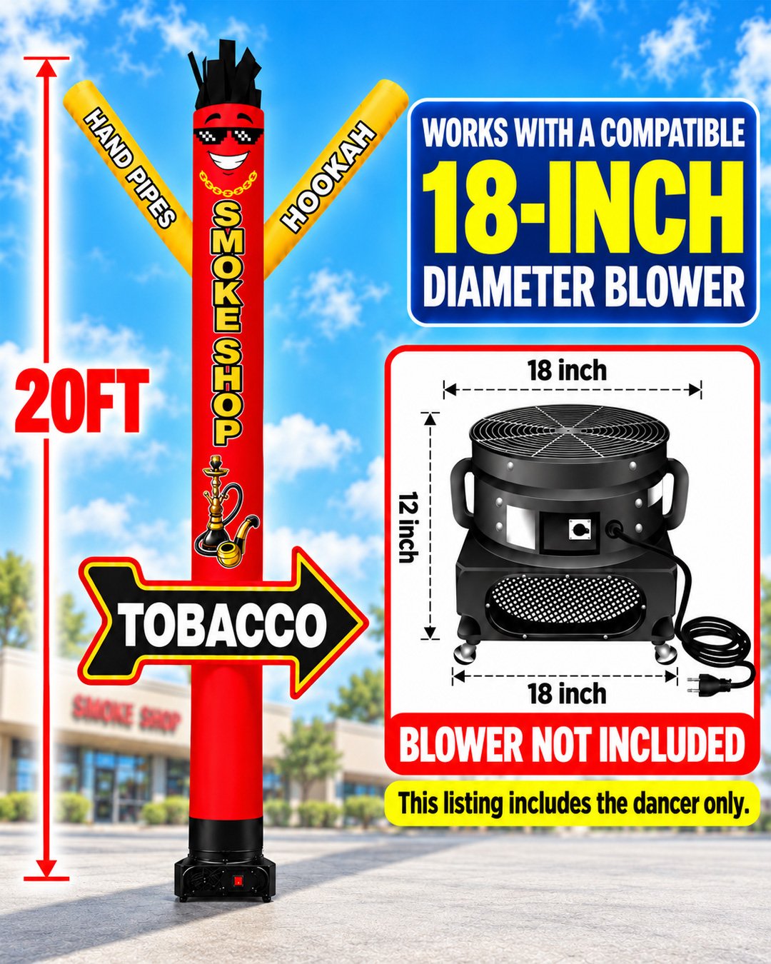 20FT Smoke Shop Air Dancer with Tobacco Arrow