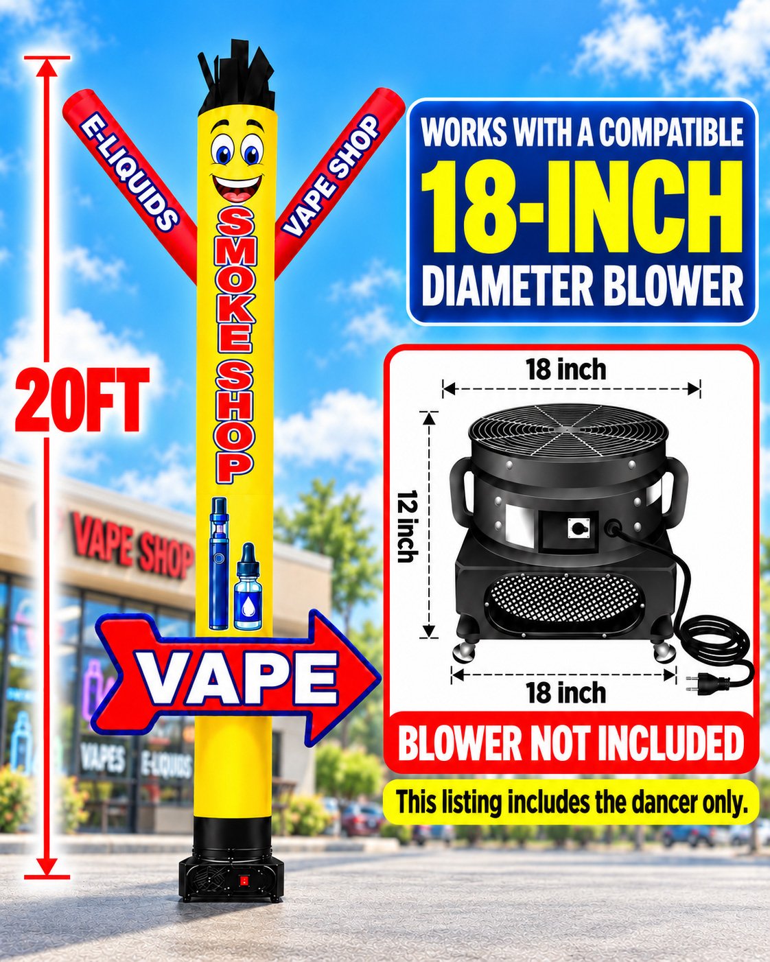 20FT Smoke Shop Air Dancer with VAPE Arrow