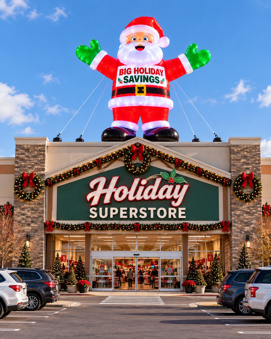 22ft Giant Santa Rooftop Advertising Inflatable Balloon