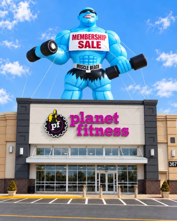 22ft giant muscle man advertising inflatable for gyms