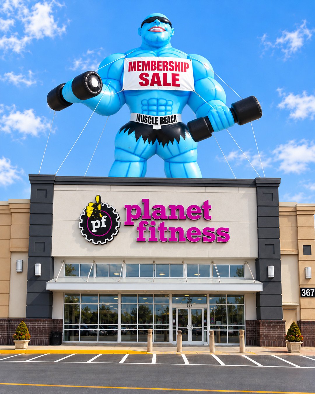 22ft giant muscle man advertising inflatable for gyms