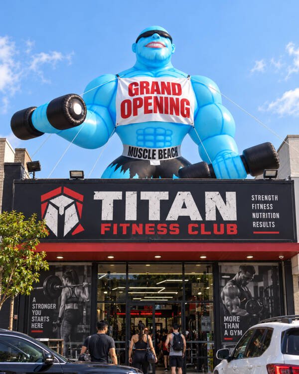 22ft giant muscle man advertising inflatable for gyms