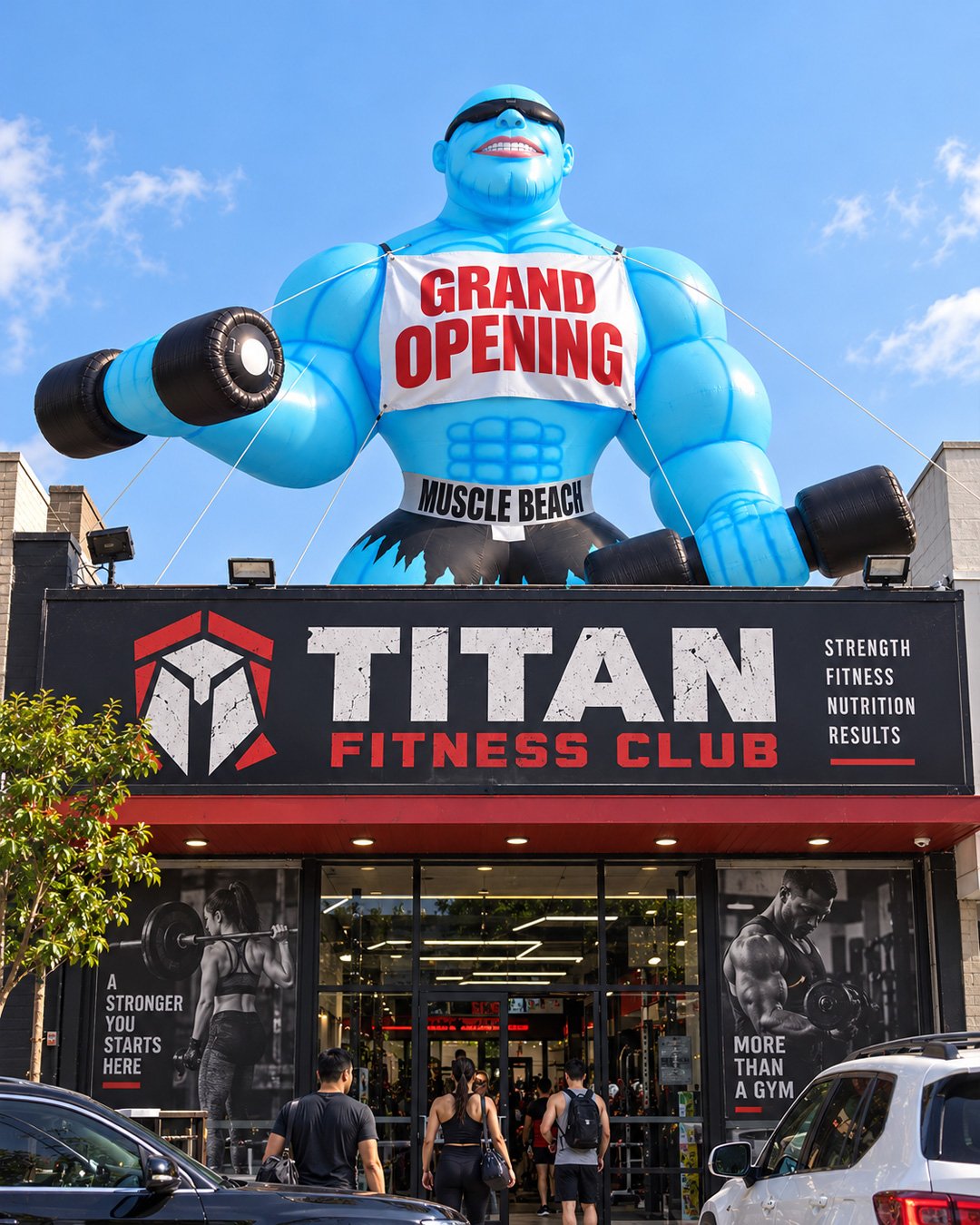 22ft giant muscle man advertising inflatable for gyms