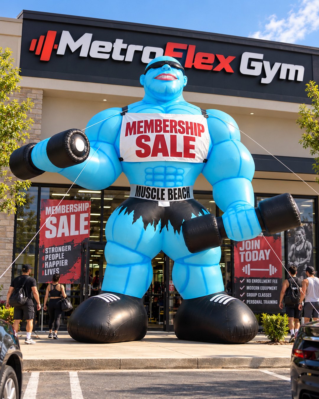22ft giant muscle man advertising inflatable for gyms