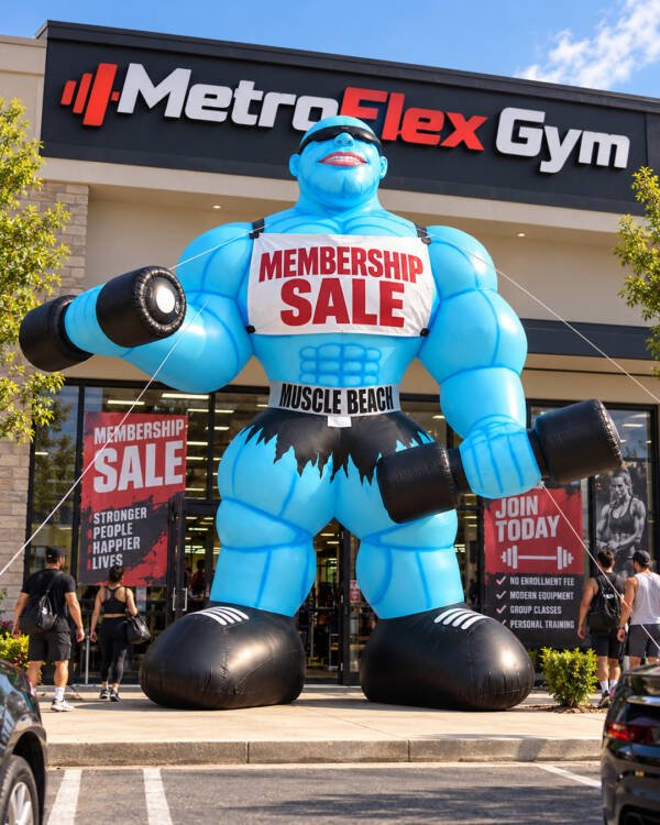 22ft Giant Muscle Man Advertising Inflatable for Gyms & Fitness Centers | Custom Grand Opening, Membership Sale & Promotional Display - Image 8