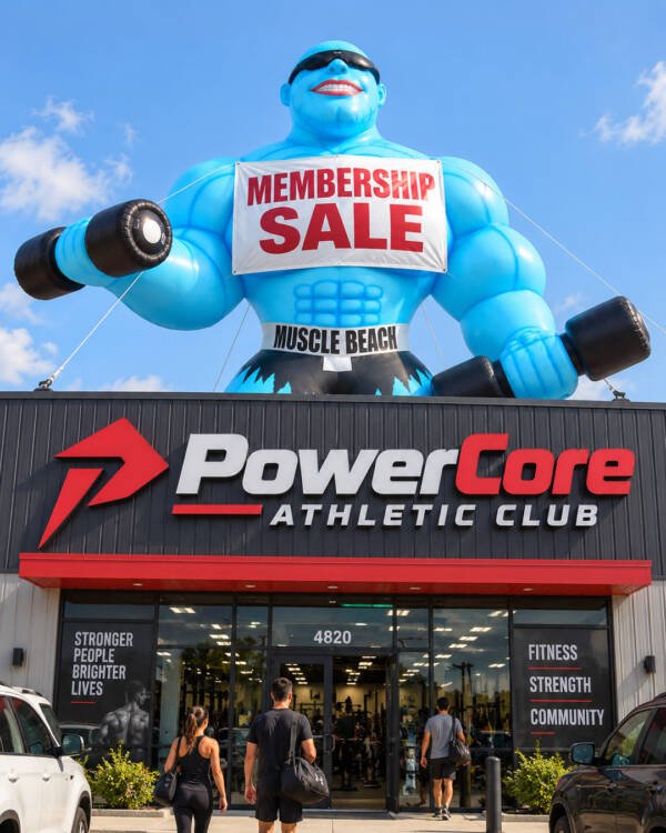 22ft giant muscle man advertising inflatable for gyms