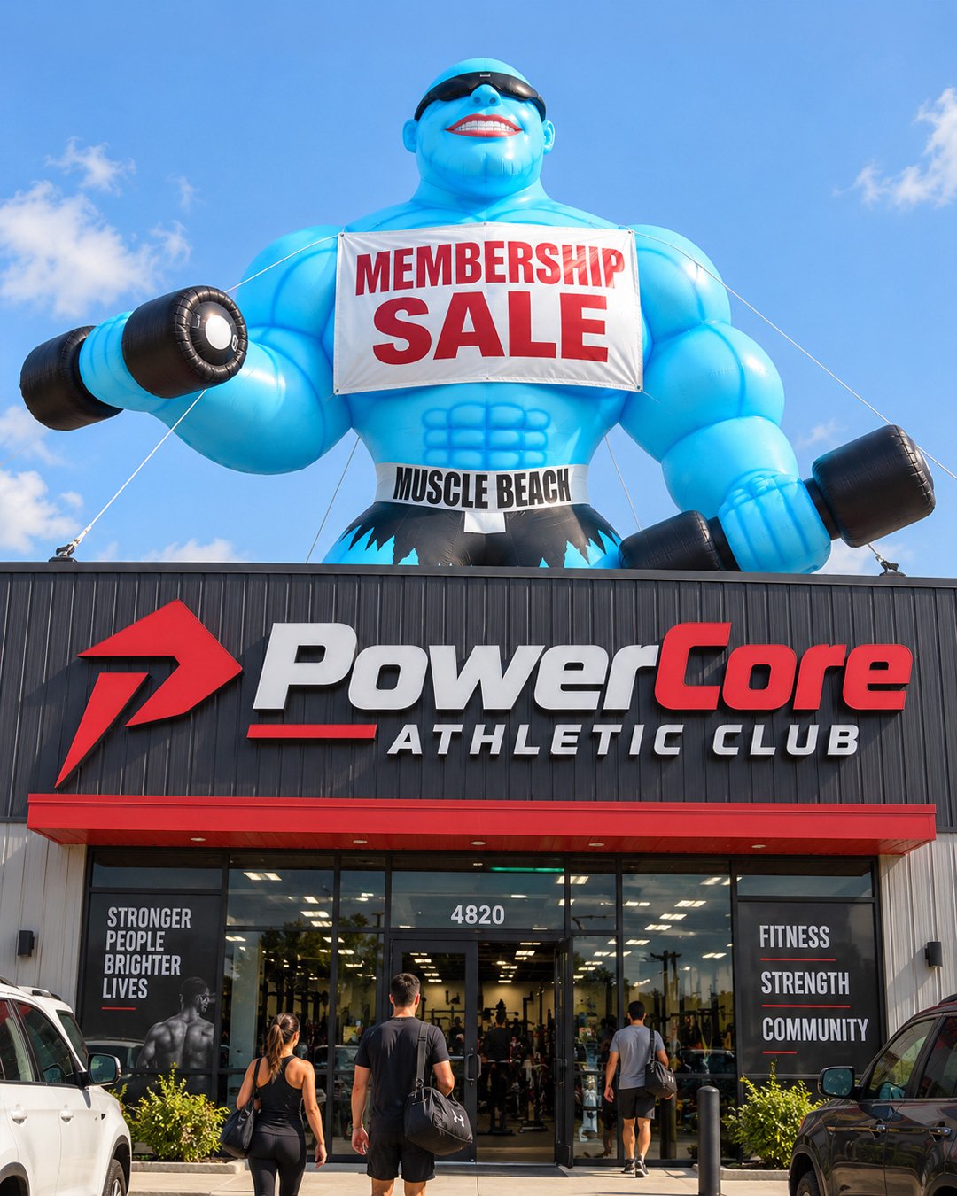 22ft giant muscle man advertising inflatable for gyms
