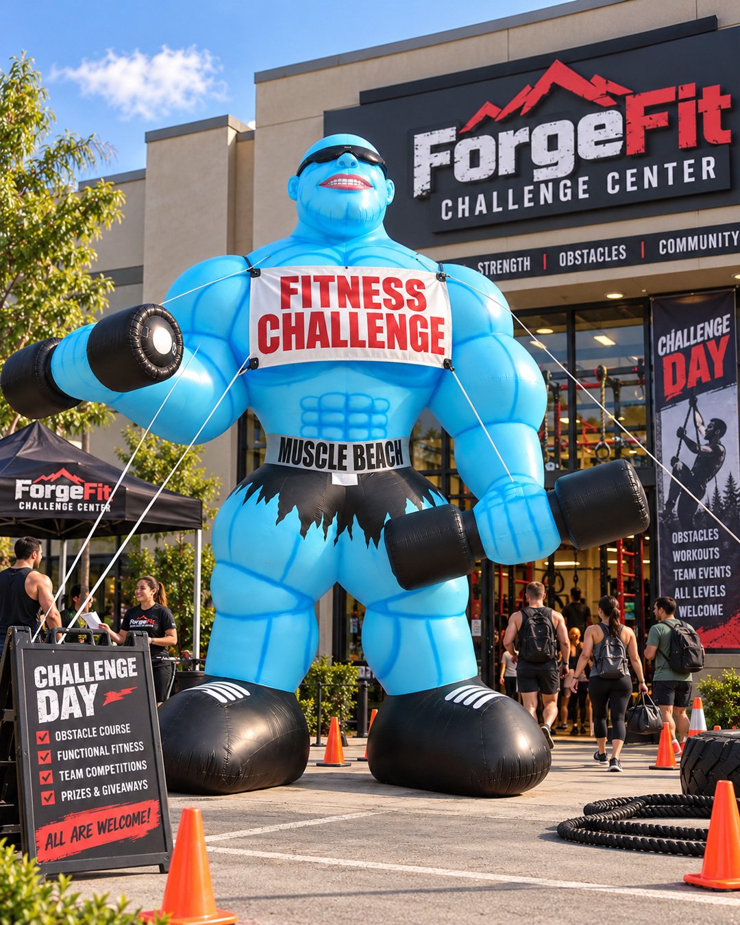 22ft giant muscle man advertising inflatable for gyms
