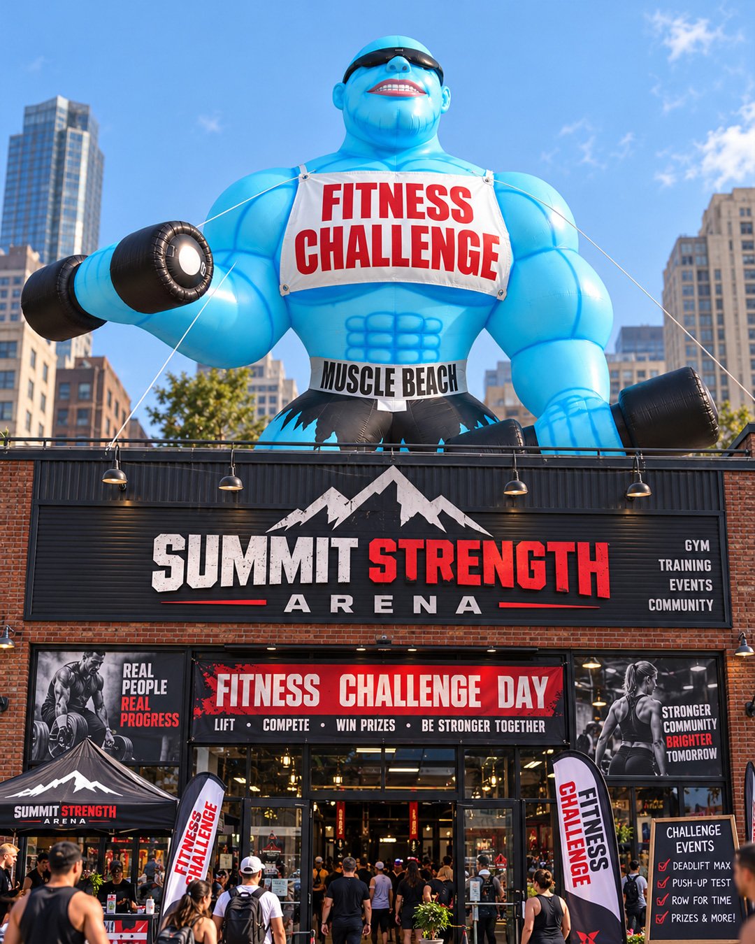 22ft giant muscle man advertising inflatable for gyms