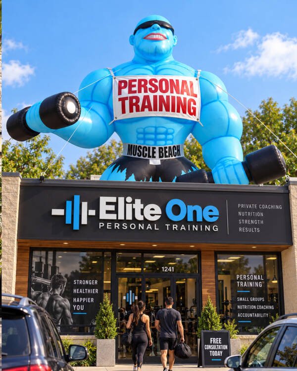 22ft giant muscle man advertising inflatable for gyms